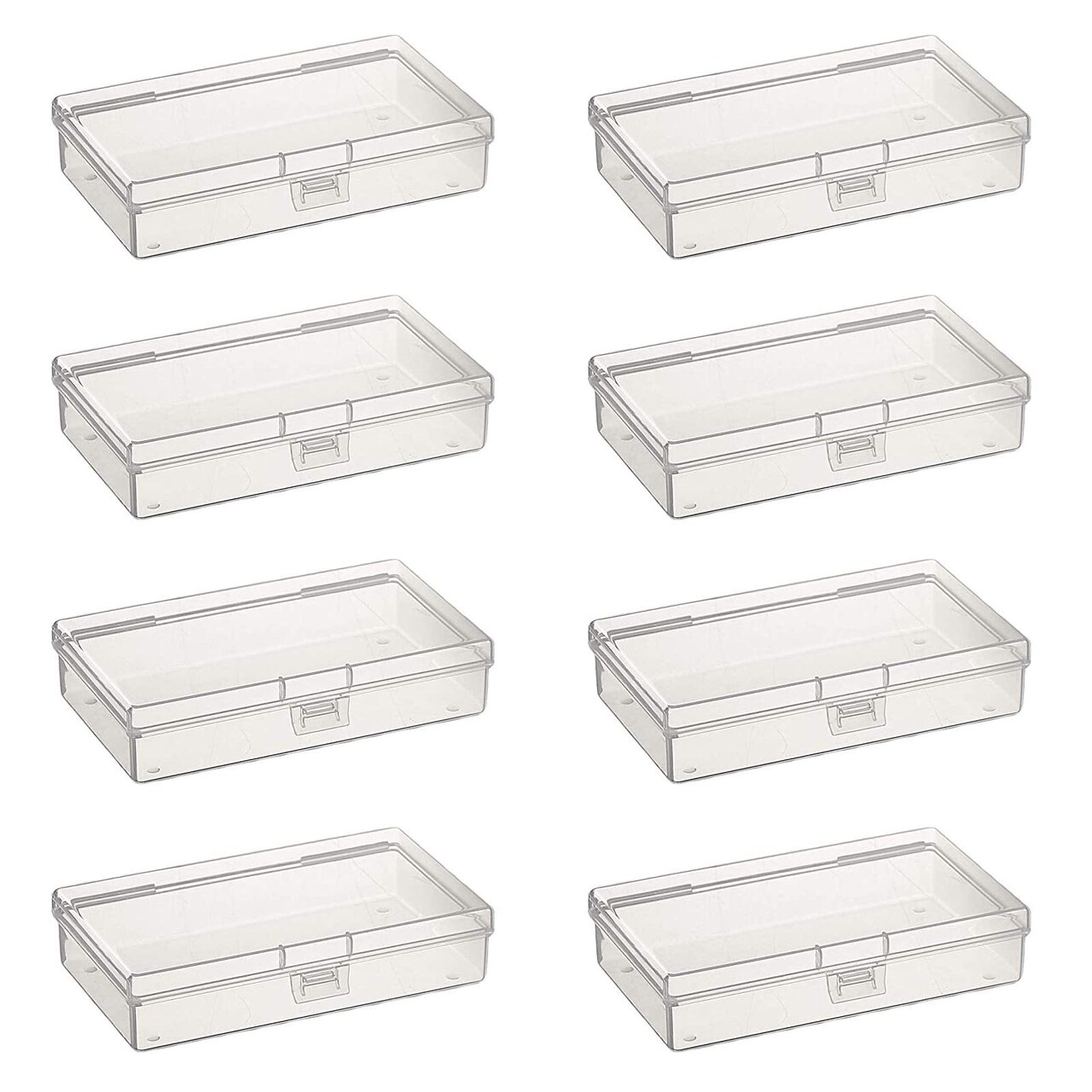 8 Pieces Rectangular Empty Mini Clear Plastic Organizer Storage Box Containers with Hinged Lids for Small Items and Other Craft Projects (135 x 80 x 30 mm)